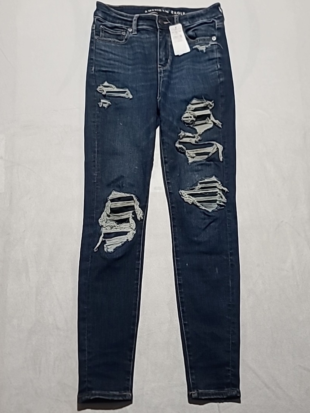 American Eagle Jeans Womens 4 Hi Rise Jegging Distressed Ripped Denim Stretch